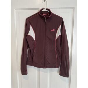 Puma Women's Purple Long Sleeve Lightweight Windbreaker Track Jacket Sz Large